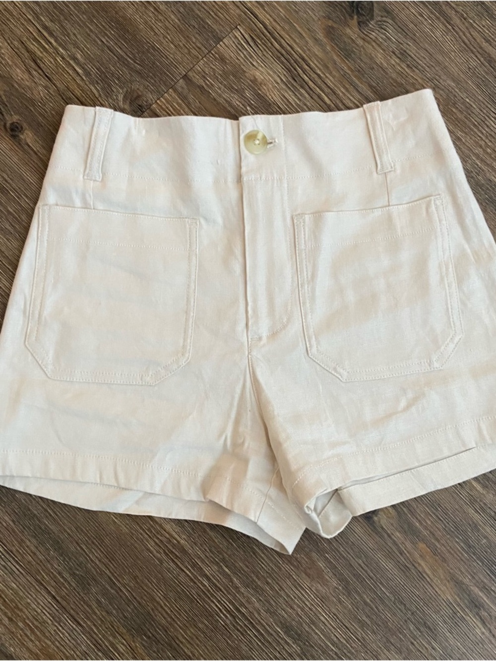 Anthropologie Maeve The Colette Shorts Cream Off White Linen Blend High Rise 26